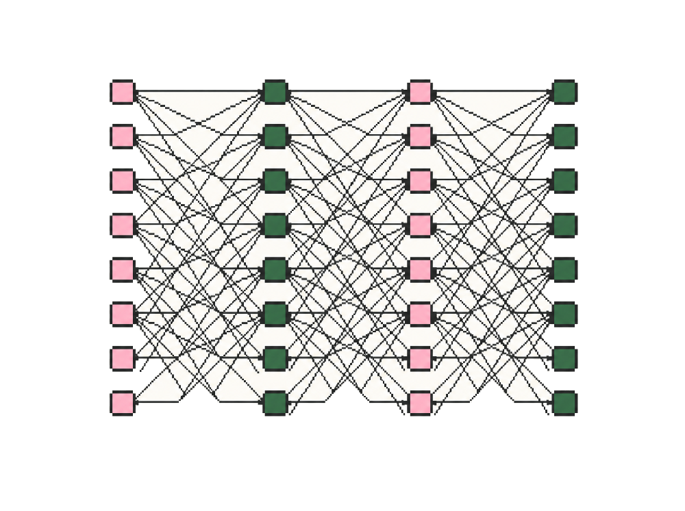 Pixel art neural network diagram